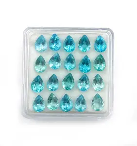 Top Quality Factory Cost Natural Blue Apatite Jewelry Making Pear Cut Loose Calibrated Gemstones