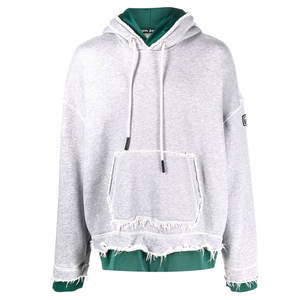 "Double layer <b>Hoodie</b> for <b>Men</b> Urban Style Distressed white with <b>Green</b> <b>Hoodie</b> " - Product Image 1