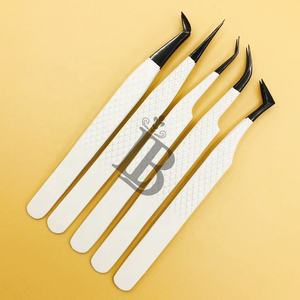 Pinces à cils de qualité supérieure, pinces pour extensions de cils en vison, manche lisse, pour professionnels, logo gratuit, volume. - Product Image 5