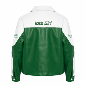 Chaqueta de Cuero PU para Mujer Iota Phi Lambda, con Cierre Frontal, Bordado Suave, Estilo Casual y Elegante - Product Image 3