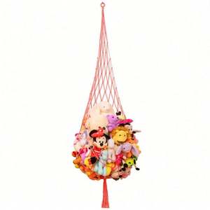 Boho Animal Holder Organizer Macrame Woven <b>Wall</b> Hanging <b>Storage</b> Bag Net Macrame Toy Hammock for Stuffed Animals - Product Image 3