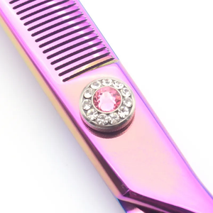 Tijeras de adelgazamiento curvadas para el cuidado del perro mascota profesional de alta calidad Rosa 7,25 pulgadas 440C acero inoxidable - Product Image 4