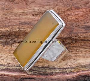 Anillo de Jade amarillo, anillo de piedras preciosas hechas a mano de Plata de Ley 925, anillo de plata sólida, regalo de aniversario de boda - Product Image 2