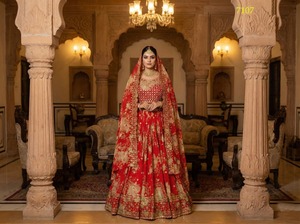 Premium Dhwaja Export Women's Traditional Wedding Lehenga Choli Heavy <b>Net</b> <b>Fabric</b> Quick Dry All Seasons - Product Image 2