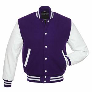 Vestes d'université pour hommes à simple boutonnage en gros laine blanche à manches longues Letterman Design CollegeBaseballjacket pour hommes - Product Image 1