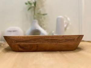 Cuenco de madera decorativo de primera calidad hecho a mano para frutas y ensaladas Cuenco de vajilla Vintage para cocina usado. - Product Image 2