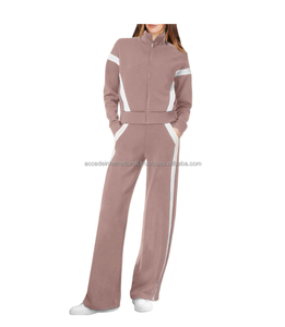 Venta al por mayor de alta calidad 100% algodón tecnología polar transpirable a prueba de viento fabricante Casual Streetwear rayas laterales conjuntos de pierna ancha - Product Image 3