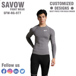 Custom Logo Wholesale Factory Men Rash Guard Compression Shirt MMA BJJ <b>Surf</b> Long Sleeve UV Protection Quick Dry Gym Top OEM - Product Image 4