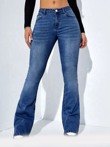 High Waist Flared <b>Jeans</b> for <b>Women</b> Customizable High Quality Denim OEM Clothing Skinny Winter Style in Custom Colors - Product Image 3