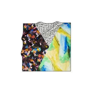 Black Silk Twill Square Scarf with Brush Pattern - Product Image 1