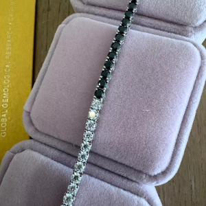 สร้อยข้อมือเพชรมออิสซาไนท์สำหรับผู้หญิงทันสมัยได้รับการรับรองขนาด3.0มม. เครื่องประดับแฟชั่นสำหรับงานเลี้ยงทรงกลมสีขาวดำ - Product Image 1