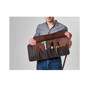 Vente en gros d'usine Ensemble d'outils de mécanicien en cuir écologique de luxe Pochette enroulable Sac à outils portable robuste personnalisé Grande capacité - Product Image 4