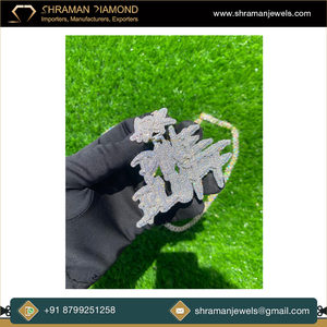 Collier pendentif en diamant Moissanite en argent 925 pour hommes, 3 rangs, nom Big Bling, design personnalisé, style Hip Hop élégant pour les fêtes - Product Image 5