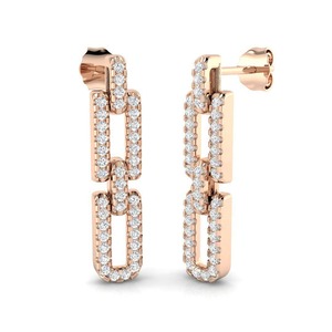 Pendientes Delicados de Diamantes con Corte Redondo en Forma de Clip, 0.55 Ct, Diamantes Cultivados en Laboratorio en Platino, para Bodas y Fiestas - Product Image 2