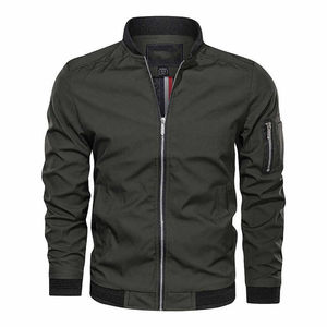Autumn Men's Windproof Bomber <b>Jacket</b> <b>with</b> Custom Logo Embroidered Techniques Long Sleeve Casual Coat <b>with</b> Crew Neck - Product Image 3