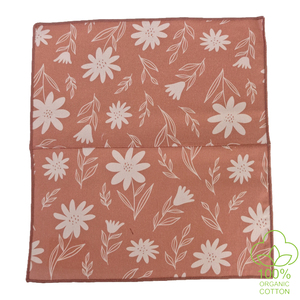 Pañuelo de bolsillo orgánico certificado de algodón 100% con estampado de flores de ojo de mascota con costuras adicionales en el centro - Product Image 2
