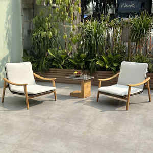 Hôtel de luxe Chaise de jardin en bois de teck Patio Loisirs Chaise longue en osier Cadre en bois massif PE Rond Rotin Fauteuil d'extérieur - Product Image 2