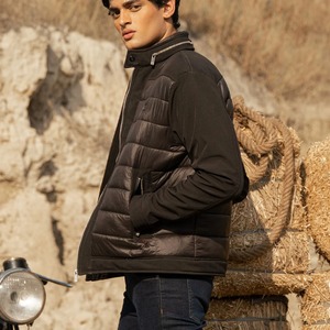 แจ็กเก็ตขนปลาปักเป้าแบบลำลองสำหรับผู้ชายเสื้อโค้ทผ้าไนลอนแขนเต็มแบบรูดซิปคอเสื้อขนสัตว์สำหรับตกแต่งในฤดูหนาว - Product Image 3