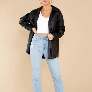 Offre spéciale Veste parka en cuir pour femme Veste motard à fermeture éclair de grande taille Vestes et manteaux pour femme - Product Image 4