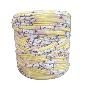 Figura di gatto in corda di cotone pettinato giallo