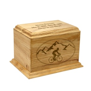 Elegant Custom Engraved Bicycle Rubber Wood Cremation Urn wooden urns <b>for</b> human <b>ashes</b> - Product Image 1