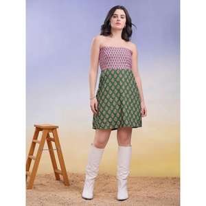 เดรสลำลองแขนกุดเปิดไหล่ลาย Paisley - Product Image 3