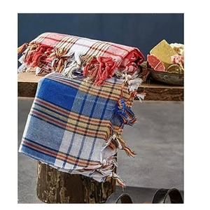 Toalla Turca DAFNI BIG PAZAR 100% Algodón, Tejido de Rizo, Gamuza, Peshtemal, 75x170cm, 180g, Ligera, a Cuadros, para Hammam y Playa - Product Image 1