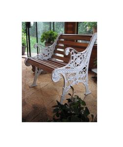 ม้านั่งทำจากเหล็กหล่อที่เชื่อถือได้สำหรับสวนพร้อมที่นั่งไม้ด้านหลังตามหลักสรีรศาสตร์และสไตล์วินเทจเพื่อความสบายกลางแจ้งที่ยาวนาน - Product Image 1