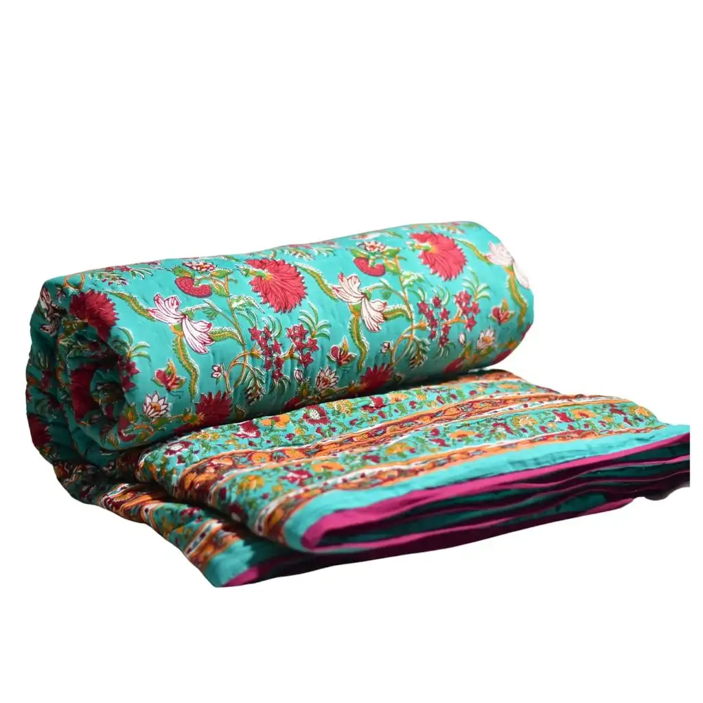Jaipuri одеяло Ручной Работы Индийское одеяло ручной работы с принтом, двусторонняя хлопковая вуаль Разай, одеяло ручной работы
