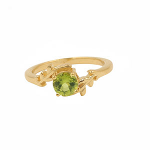 Anillo de Plata de Ley 925 con Peridoto en Forma de Vid, Gema Verde Redonda, Joyería de Diseño Inspirada en la Naturaleza - Product Image 4