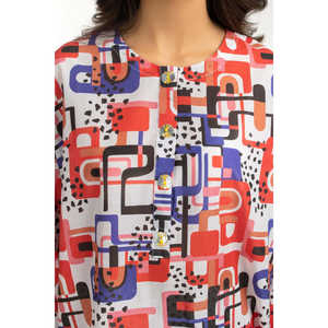 ชุดเซ็ตเสื้อผ้าผู้หญิงสีขาวนวล ผ้าเครปพิมพ์ลายลำลอง ชุดเซ็ต 2 ชิ้น กางเกงขาสั้น ไซส์ XXS-3XL สำหรับฤดูใบไม้ผลิ/ฤดูร้อน - Product Image 1