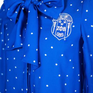 Hoàng Gia Màu Xanh Zeta <span class=keywords><strong>Polka</strong></span> Dot áo dài tay áo thời trang hàng đầu cho sorority sự kiện thanh lịch Hy Lạp trang phục cho phụ nữ - Product Image 5