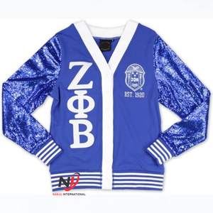 แจ็กเก็ตปักลาย Zeta Phi Beta, แจ็กเก็ตปักเลื่อม ZPb ผ้าฝ้าย100% สีฟ้า - Product Image 1