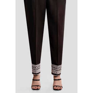 Pantalón de Cambray Negro de Cintura Alta para Mujer, Sin Costuras, con Decoración Bordada a Mano, Transpirable y Elegante - Product Image 3