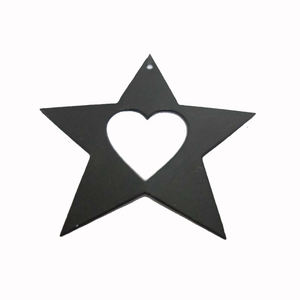 Ornement décoratif mural en étoile suspendu en métal de fer fini noir pour la maison et la décoration de Noël en vrac fait à la main - Product Image 1