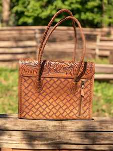 Women's 100% Genuine Leather Hand <b>Tooled</b> Florals Carved 2025 New Fashion <b>Tote</b> Purse <b>Bag</b> Lightweight High Quality Customized Size - Product Image 2