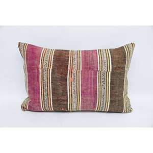 Kantha en laine à motif vintage bohème multicolore 16x24 pouces Coussin décoratif tissé Patchwork Design - Product Image 1