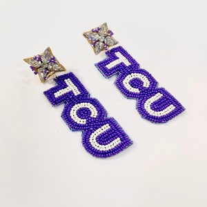 2025, pendientes llamativos deportivos de tela con clase, pendientes indios hechos a mano con cuentas de semillas, accesorios colgantes para el día del juego - Product Image 2