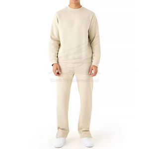Customizable New Design 100% Cotton Breathable Winter <b>Pullover</b> <b>Men</b> Sweat Suit with Long Sleeve Drawstring Closure Side Pockets - Product Image 1