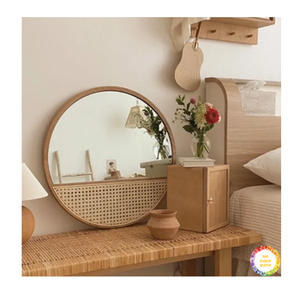 Decoración de pared redonda artesanal con espejo de ratán adecuada para minoristas, tiendas de muebles, comercio electrónico y uso doméstico Vietnam - Product Image 3