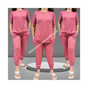 Automne hiver vêtements ensembles 100% exportation orientée unisexe pyjamas personnalisé femmes manches courtes thermique respirant plaine coton - Product Image 1