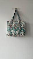 Sac fourre-tout matelassé en coton doublé pour femme indienne, avec fermeture éclair, motif brodé, motif uni, sac à bandoulière