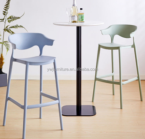 Chaise de <span class=keywords><strong>bar</strong></span> café de couleur pure, <span class=keywords><strong>fauteuil</strong></span> léger tout en plastique, chaise d'étude avec repose-pieds - Product Image 3