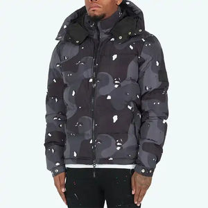 Latest Street Fashion Wear Printed Puffer Bubble Jacket For Male Windproof Long <b>Sleeve</b> <b>Detachable</b> Hood Men's Padded Jackets - Product Image 1