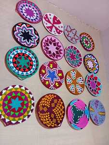 Handmade Bohemian Wooden Disc Painting Set Mandala Coaster DIY Craft <b>Board</b> Cartoon Pattern Eco-Friendly Home Decor Gift - Product Image 1