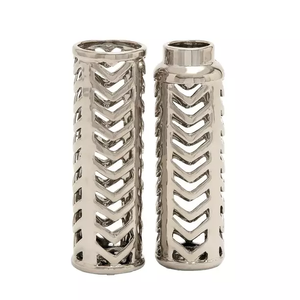 แจกันดอกไม้ทำจากโลหะสีผสมเข้ากันดีที่สุด,แจกันและแจกันดอกไม้ดีไซน์แฮนด์เมดสำหรับตกแต่งบ้านสีเขียว - Product Image 6