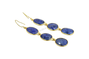 Pendientes colgantes y colgantes de zafiro azul elegante, venta al por mayor, pendientes de gancho de piedras preciosas de zafiro azul de Plata de Ley 925, joyería - Product Image 2