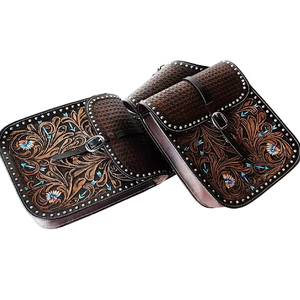 Bolsas de sillín de salto ecuestre de cuero genuino de alta calidad, ropa de equitación occidental mecanizada a mano para caballos - Product Image 1