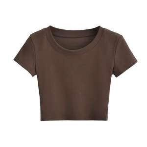 เสื้อยืดแฟชั่นแขนสั้นสำหรับผู้หญิงใหม่แผ่นรองไหล่ไม่สมมาตรเสื้อไม่มีสายรัดตกแต่งแบบอัดพลีทฤดูร้อนแสนหวาน - Product Image 6