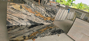 Grande dalle de granit rouge doré, texture naturelle indienne moderne, pour surfaces de cuisine de luxe, revêtement de sol haut de gamme pour hall d'entrée de bureau - Product Image 4